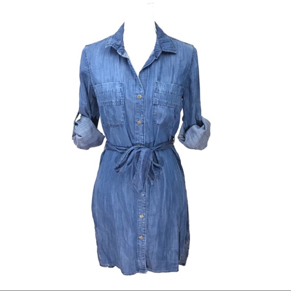 Bella Dahl Tie Waist Denim Chambray Dress